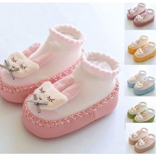 1 Pair Baby Infants Socks Shoes Non-slip Toddler Floor Slippers Newborn First Walking Shoes