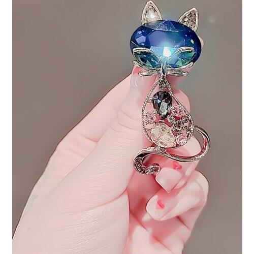 New Fashion Hot Sale Multicolor Opal Stone Fox Brooches Womens Fashion Cute Animal Crystal Pin Brooch Jewelry
