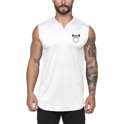 New Mens Muscle Printed Casual Workout Tank Top Gym Clothing Bodybuilding Fitness Singlets Sports Running Sleeveless V-Neck Vest