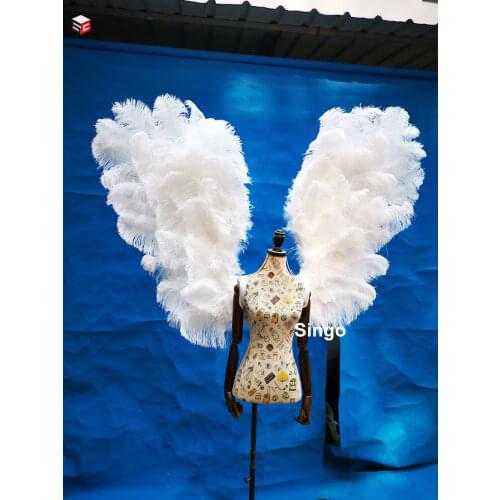 New Arrival Adults Women Men elegant Valuable Pure white Ostrich feather Angel fairy wing for Dancing photography Wedding decor