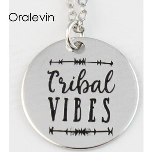 Wholesale TRIBAL VIBES Engraved Disc Pendant Charms Necklace Lover Gift Jewelry 10Pcs/Lot,#LN112
