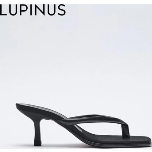 LUPINUS Fashion Square Toe Women Sandals Sexy Thong Toe Women High Heel 2021 New Summer Casual Women Pumps Elegant Women Shoe