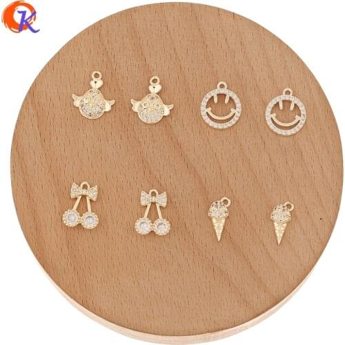 Cordial Design 50Pcs Jewelry Accessories/Cherry Shape/CZ Charms/Earrings Connectors/Copper/DIY Making/Hand Made/Earring Findings