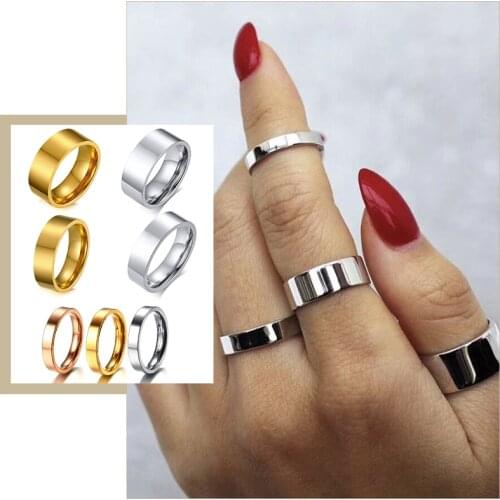 Chic Simple Women Rings Stainless Steel Plain Band 2/4/6/8/10mm Tube Shape Ring Candid Jewelry