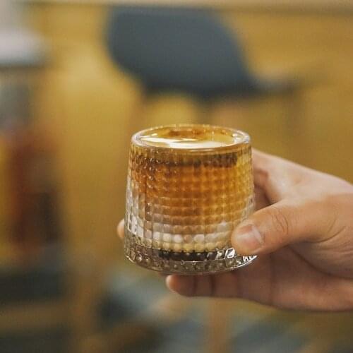 Glass water bottle Glass Retro Ice American Coffee Cup Latte Cup Tumbler Rotary Cup Dessert Cup crystal water bottle ecofriendly