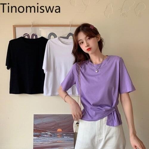 Tinomiswa Irregular Tshirts Women Korean Fashion O-Neck Long Sleeve Tees T-shirts Femme Casual Slim Fit Lady Tops A1680