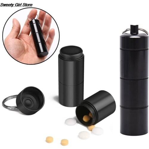 Outdoor Portable Waterproof Outdoor Medicine Pill Container Aluminum Case Keychain Metal Waterproof Box Case Container