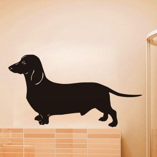 Dachshund Vinyl Wall Stickers Funny Dog Home Decor Removable Wall Decals Art Mural Perfect Quality Animal Silhouette Decal ZA440