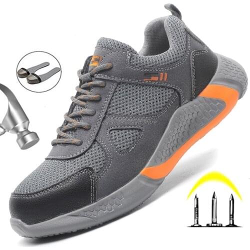 Anti-smash Safety Shoes Mens Work Boots With Steel Toe Cap Indesturctible Safety Boots For Men Work Sneakers Non-slip Footwear
