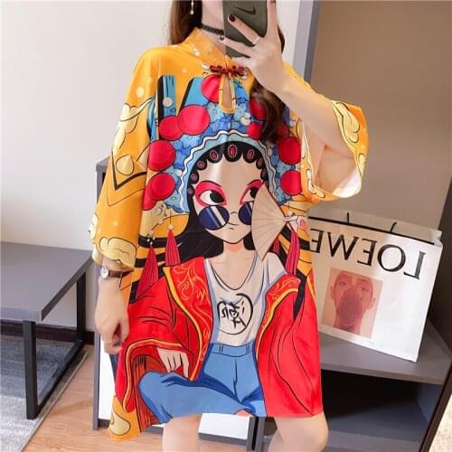Womens T-shirt Harajuku Y2K Top Harajuku Retro Korean Style Dragon Gothic myth Print Clothes Plus Size Loose oversized T-shirt