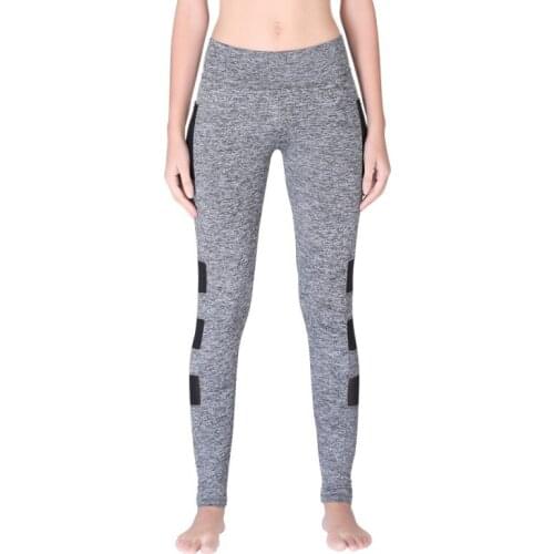 Women Quick Dry Pants Sports Leggings Fitness Mid Waist Legging Black Grey Mesh Patchwork Breathable Pants 2018