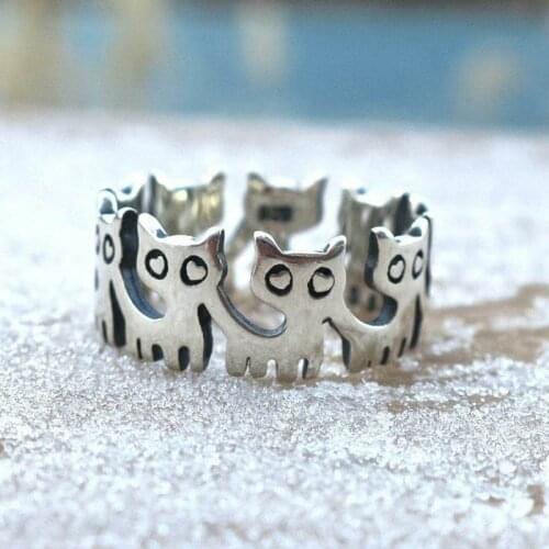 MENGYI Cute Cat Finger Rings For Women Band Rings Party Engagement Ring Jewelry Gift