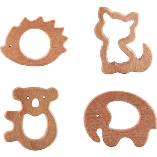 1pc Baby Wooden Teether Beech Animal Koala Teething Pandent BPA Free Soaked Olive Oil Wood Rodent Baby Gym Baby Product Newborn