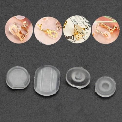 100Pcs 4 Size Earring Pad Silicone Comfort Earring Cushion for Clips on Earrings