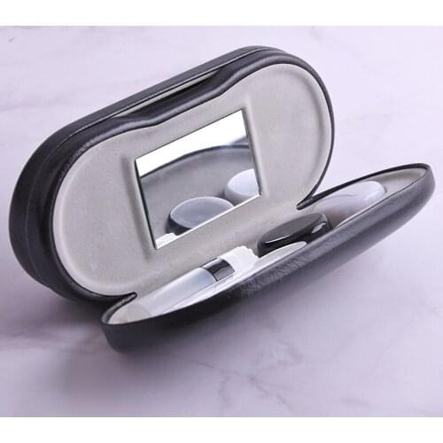 2018 Dual-use Myopic Glasses Box Contact Lens case Kit Box Dual Purpose Originality handmade Leather Reading Glasses Case NX