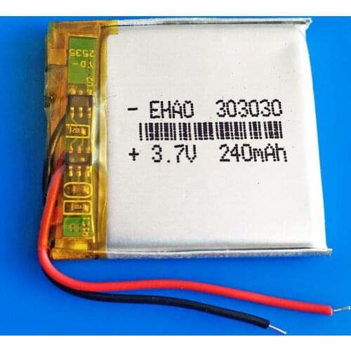 3.7V 240mAh 303030 li-po polymer lithium rechargeable battery for MP3 MP4 GPS DVD bluetooth recorder headset e-book camera