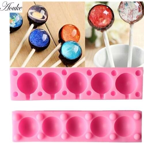3PCS 5Even Lollipop Shape Silicone molds Handmade Soap Mold, Fondant Cake Decoration Sugar Craft Tools baking tools C151