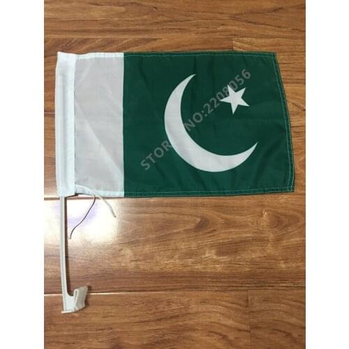 30x45CM Pakistan window Car flag polyester Car decoration with flagpole Free Shipping