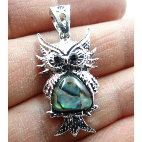 33*18MM Beautiful Abalone Shell carved the of owl PENDANT necklace D33