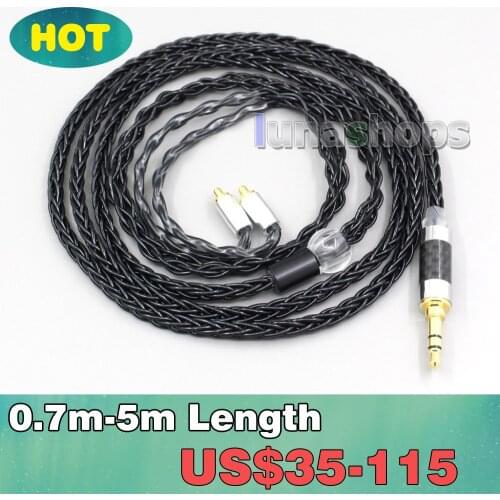3.5mm 2.5mm 4.4mm XLR 8 Core Silver Plated OCC Black Earphone Cable For Dunu T5 Titan 3 T3 (Increase Length MMCX) LN006597