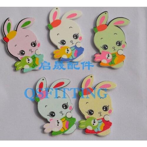 Free shipping!jewelry accessory for Children Necklace,Mix Color wood for decoration,cartoon Rabbit