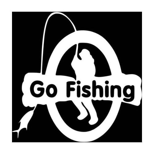 Black/Sliver Go Fishing Vinyl Car Body Stickers Car Window Glass Body Decoration Decal Front Windshield S1183
