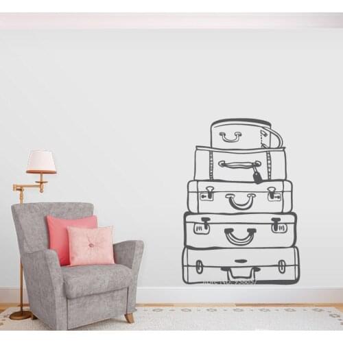 Travel Bags Wall Art Decal For Guest Rooms E-co Friendly Vinyl Wall Sticker Home Decoration adesivo de parede Mural Decals ZA638