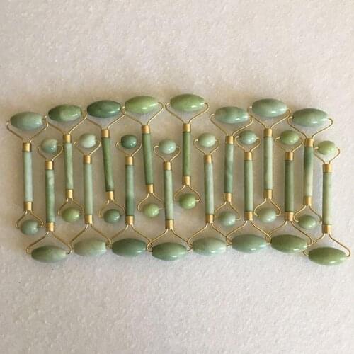 Double Green Jade Roller Facial Roller Face Massager Slimming Face Neck Lift Masajeador Facial Massage Stone Health Care Tools