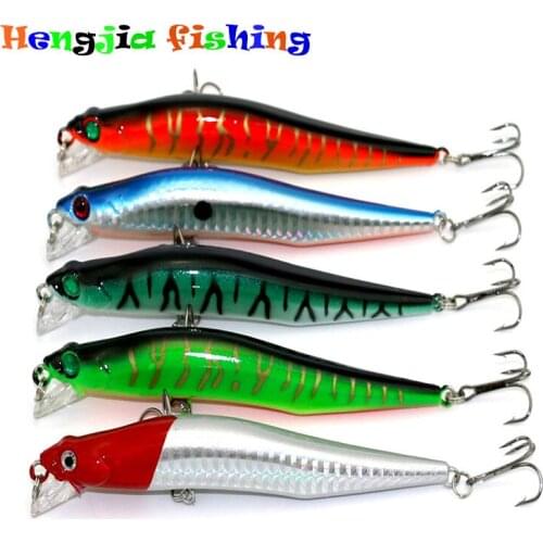 HENGJIA 5PCS Mixed Colors High Quality Minnow Fishing Lure 12CM 10G 6#Hook Bass Bait Fishing Tackle Pesca