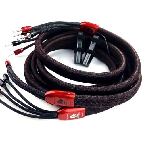 Hi-end Redwood Speaker Cable Silver Spade Plug 72V DBS HiFi Bi-wire Audio Cables Banana Plug