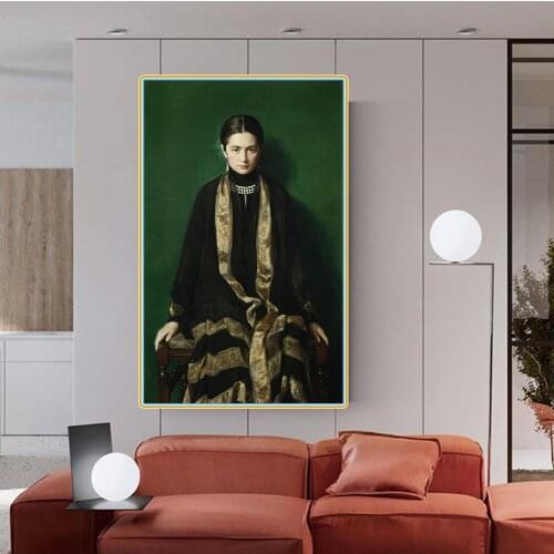 Citon John Collier《Mrs Dalahaye》Canvas Art Oil Painting Famous Artwork Poster Picture Wall Decor Modern Home Decoration