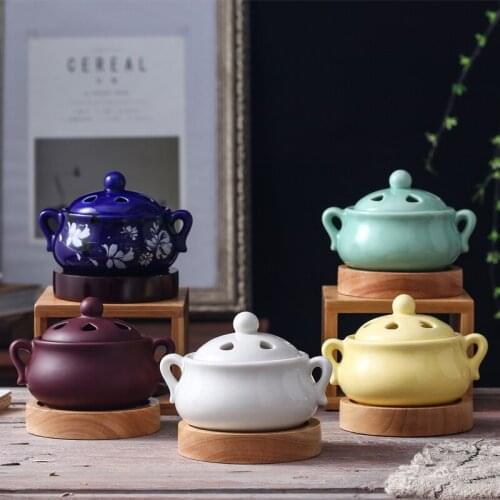 Electric Incense Burner Aroma Lamps Portable Incense Burner Handmade Coil Censer Sandalwood Incenso Home Decorations OO50XL