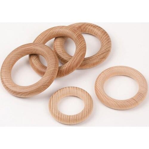Sutoyuen 10pc 70/55/60/65mm Beech Wooden Ring Baby Teether Gym Ring BPA Free Wooden Blank DIY Nursing Bracelet Jewelry Making