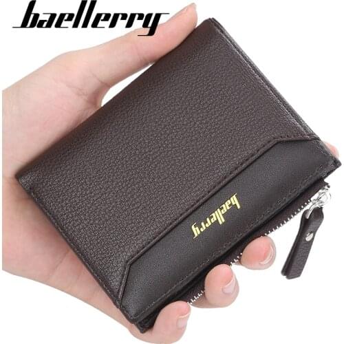 New Men Short Wallets Fashion Zipper Card Holder Men Purse High Quality Coin Pocket Brand Male Purse