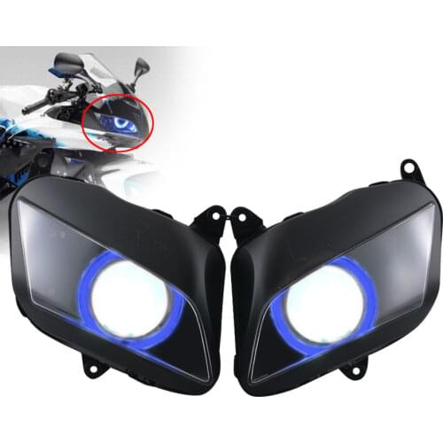 Motorbike Custom HID Projector Headlight Assembled Blue Angel Eyes For Honda CBR600RR CBR 600RR 600 RR 2013-2018