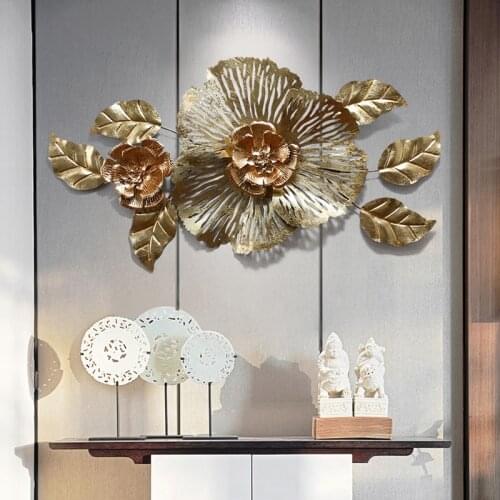 New Chinese Wrought Iron 3D Flower Wall Sticker Crafts Home Livingroom Wall Hanging Ornaments Hotel Porch Wall Murals Decoration