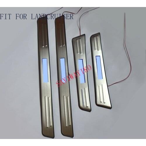 FIT For landcruiser accessories 2009-2012 led auto door sill protector illuminated door scuff plate 4pcs