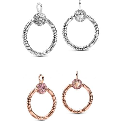 925 Sterling Silver Fit Moments Charms O Pendant fit Original Pan Necklace DIY Charm Jewelry Gifts