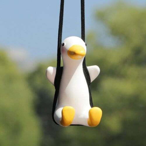 Little Duck Swing Car Pendant Decoration Cute Duck Auto Rear View Mirror Pendant For Car Goods Interior Decoration Accessories