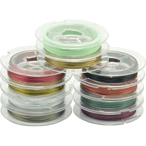 Multi-color Wire Beading Wire Line 0.38mm 0.45mm Stainless Steel Wire Tiger Tail for DIY Jewelry Making Finding 10 Rolls 10m/r