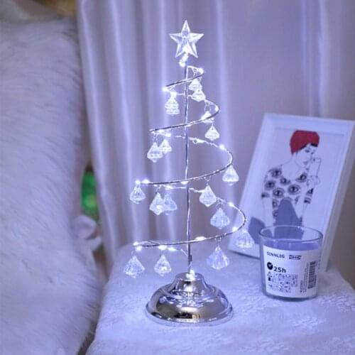 Silver Led Christmas Lights Holiday Decoration Lights Crystal Christmas Tree Table Lamp without Battery regalo de Navidad