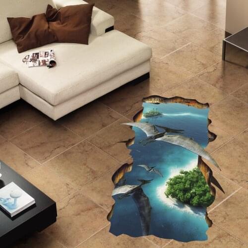 Broken wall 3d Pterosaurs Floor/wall stickers for kids rooms Living room bedroom Floor home decorations decals Wall sticker