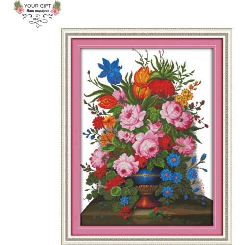 Your Gift H730 14CT 11CT Counted and Stamped Home Decor Flower Basket Needlework Needlepoint Embroidery DIY Cross Stitch kits