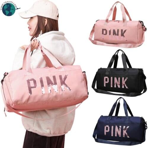 2021 Waterproof Sequins Travel Bag Women Fitness Training Gym Sports Bag Shoe Compartment Yoga Bag Casual Shoulder Bag