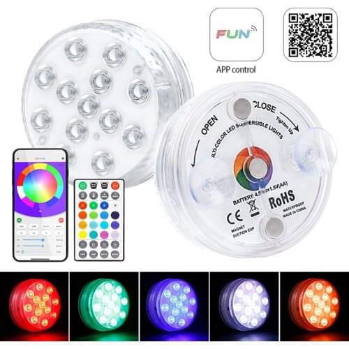 IP68 Waterproof RGB Colorful Submersible LED Underwater Lights IR Remote Underwater Night Lamp Outdoor Pond Swimming Pool Lamp
