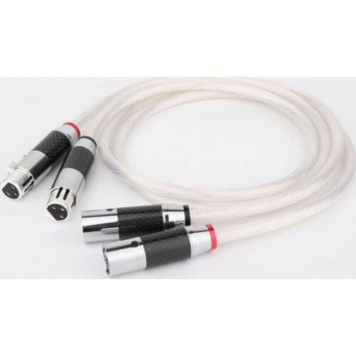 High Quality Hifi Pair XLR Cable Pure 7N OCC Silver-plated Audio Cable With Top Grade Carbon fiber XLR Plug