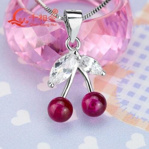 High quality cherries shape 5# pendant with 925 silver for necklace