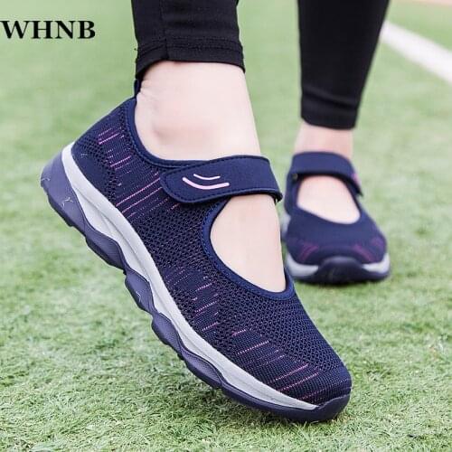 WHNB 2020 Summer Fashion Women Flat Platform Shoes Woman Breathable Mesh Casual Sneakers Women Zapatos Mujer Ladies