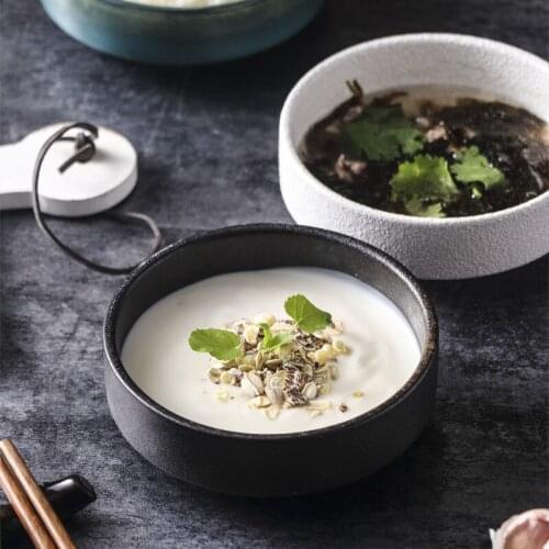 Japanese Ceramic Small Soup Rice Dessert Bowl Retro Creative Mixing Bowl Thicken Anti-scald Serving Bowl Restaurant Tableware