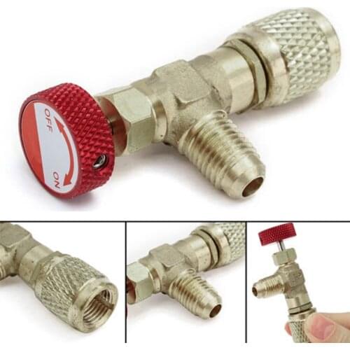 1Pc Refrigeration Air conditioning Charging Valve Adapter 1/4''-5/16'' R410 R32 Copper Control Valve Refrigerant Charging Hose